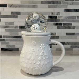 White Ornaments Mug from Temptations with Snow Globe Lid 16oz Mug Frosty White